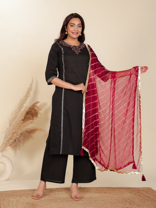 Chiffon Striped Maroon Dupatta