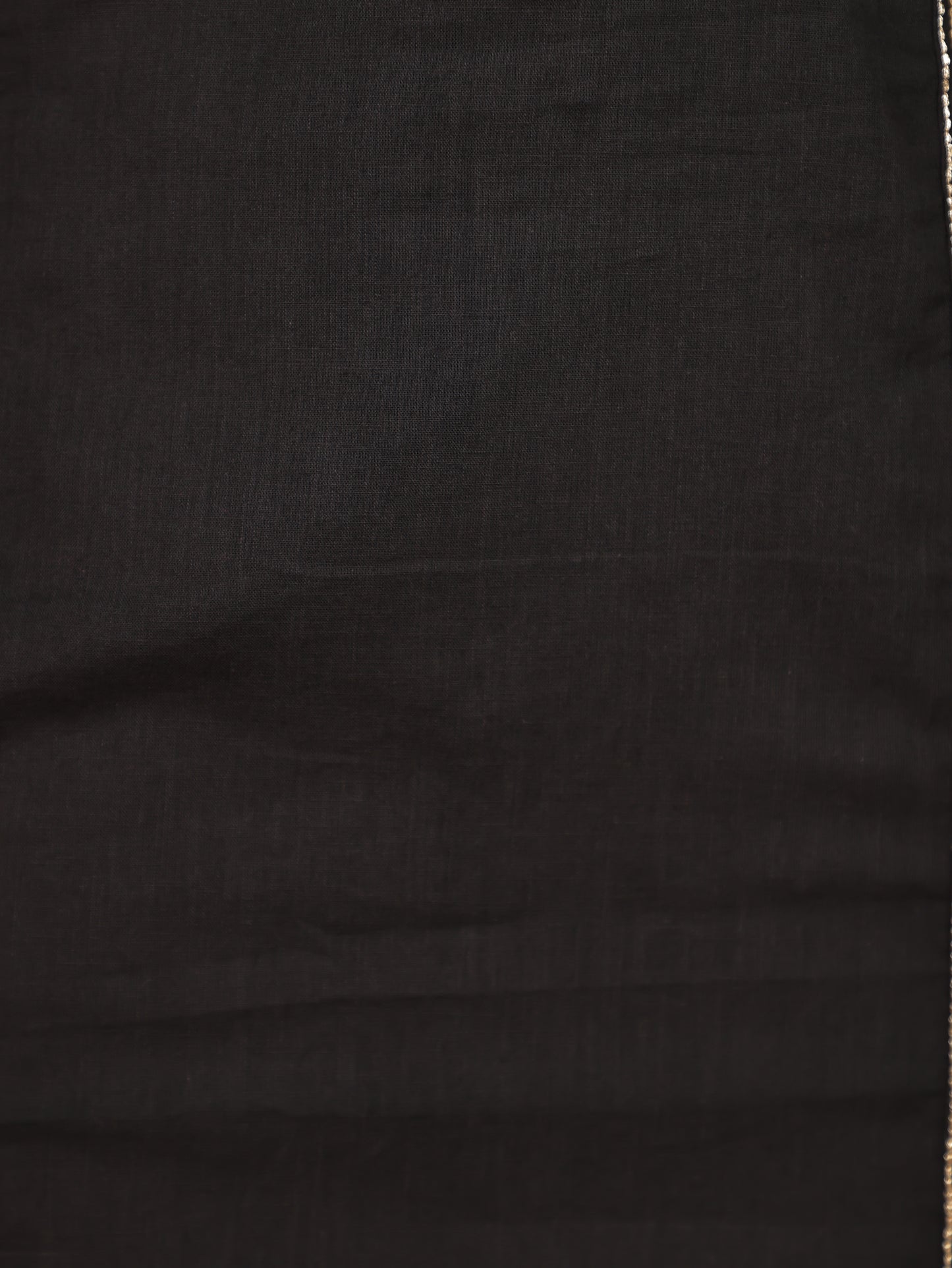 Linen Cotton Solid Straight Black Kurta