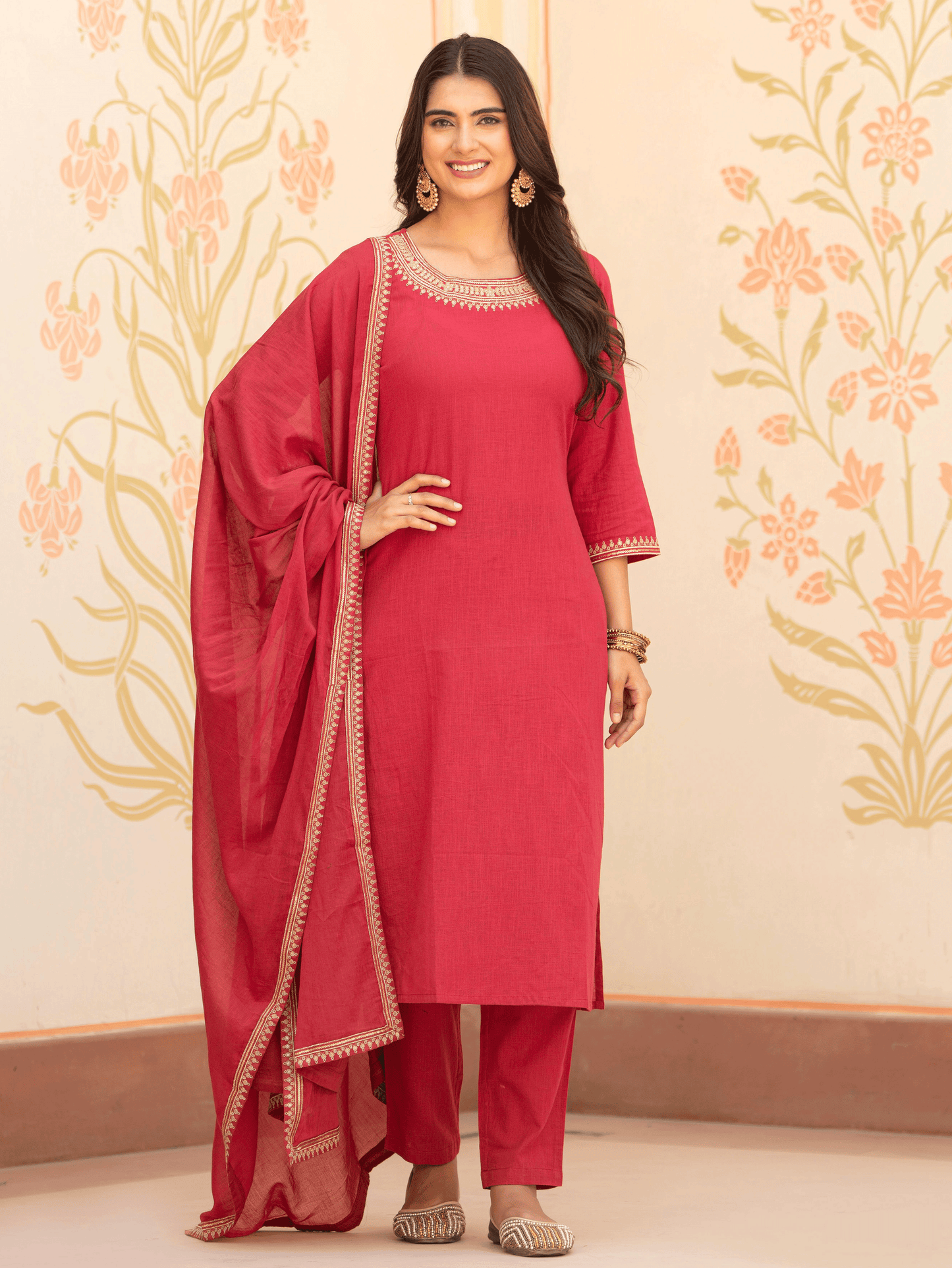 Voile Cotton Solid Maroon Dupatta
