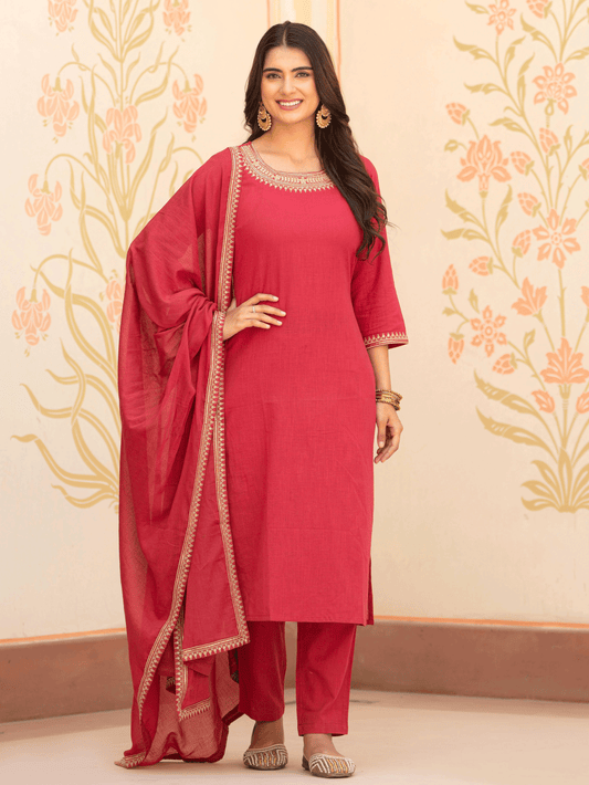 Voile Cotton Solid Maroon Dupatta