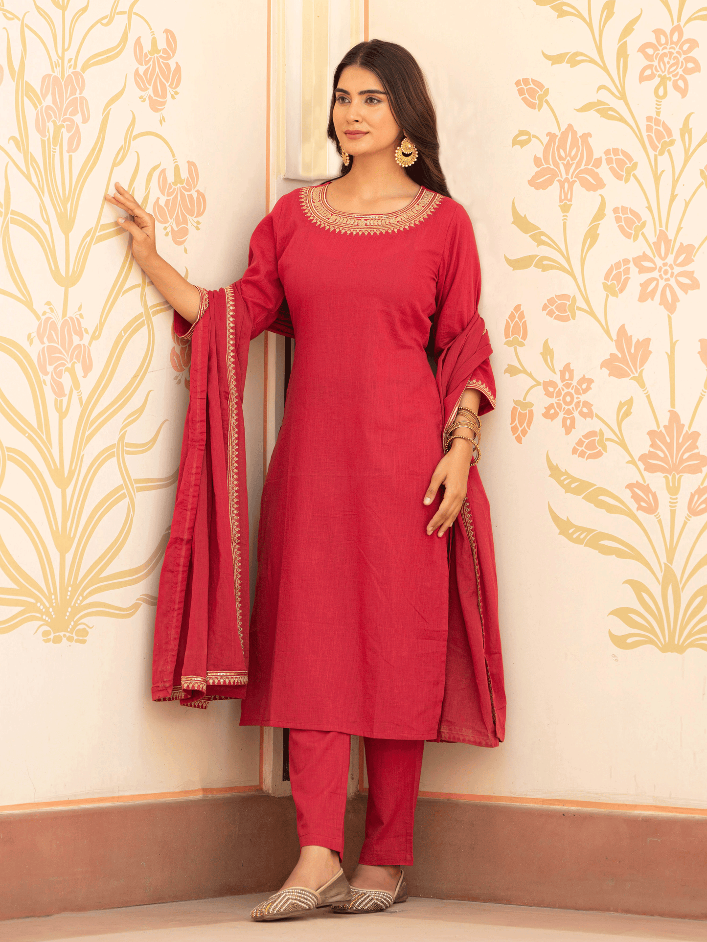 Voile Cotton Solid Maroon Dupatta