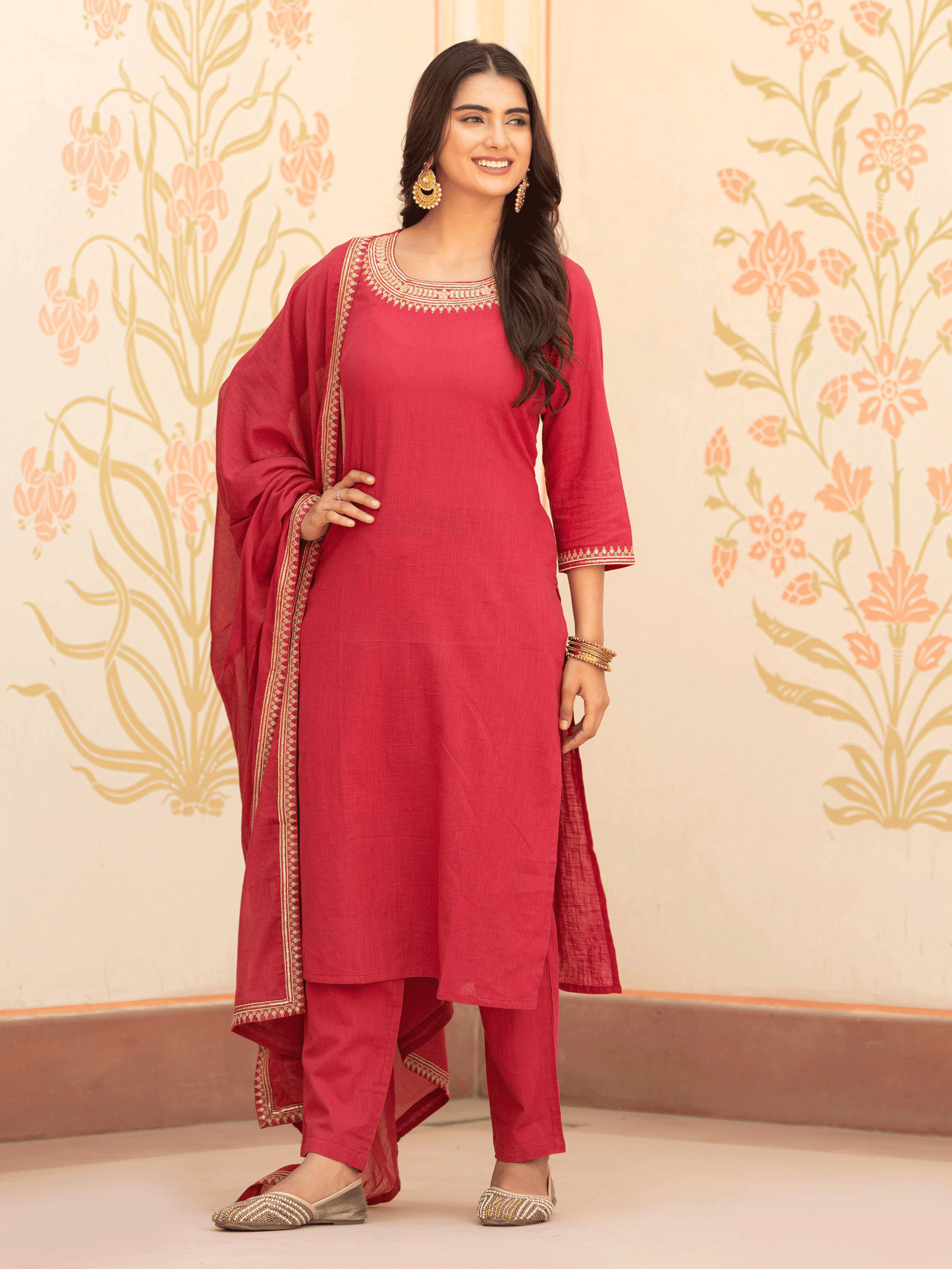Voile Cotton Solid Maroon Dupatta