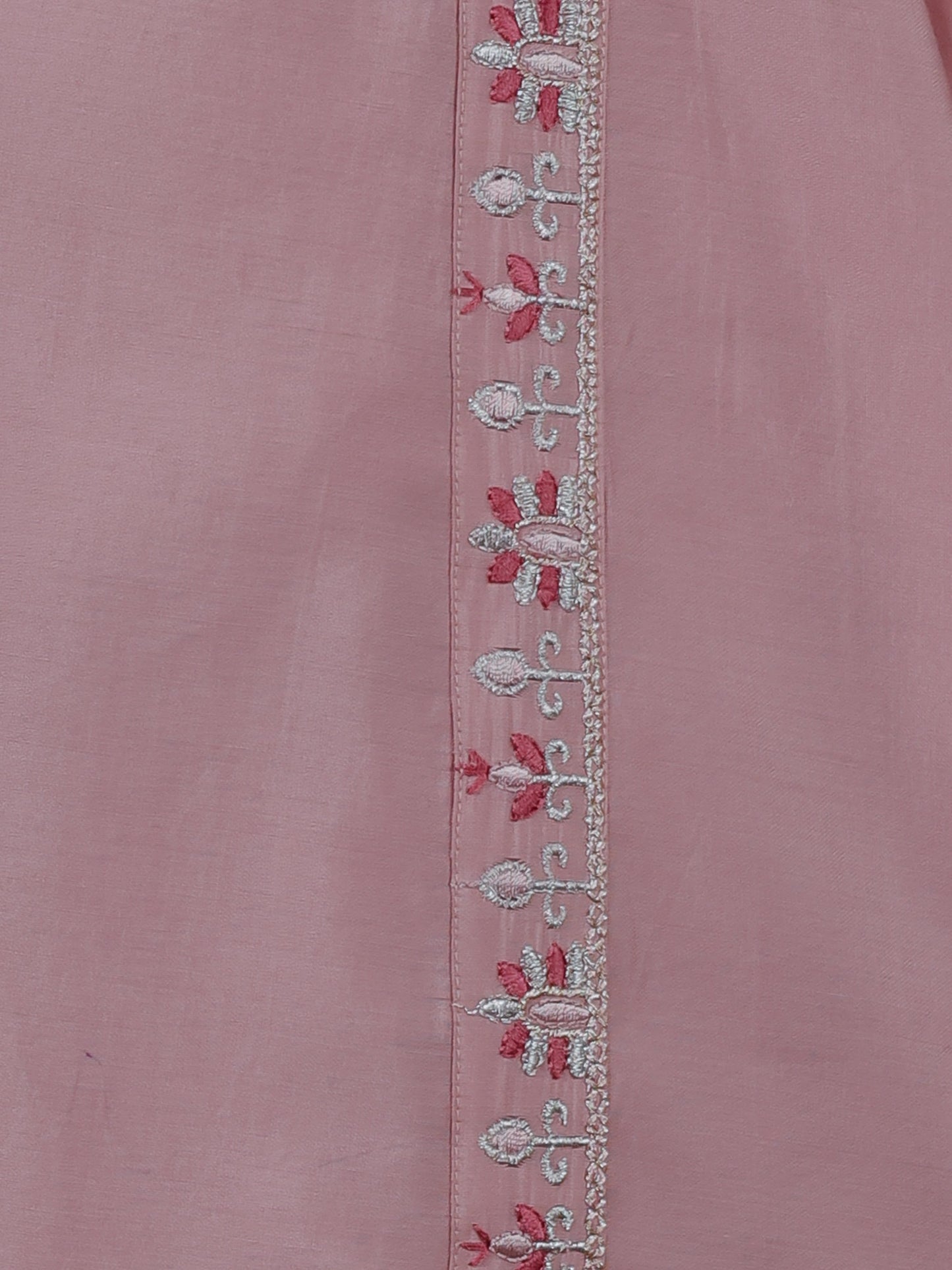 Embroidered Muslin Solid Angrakha Pink Kurta