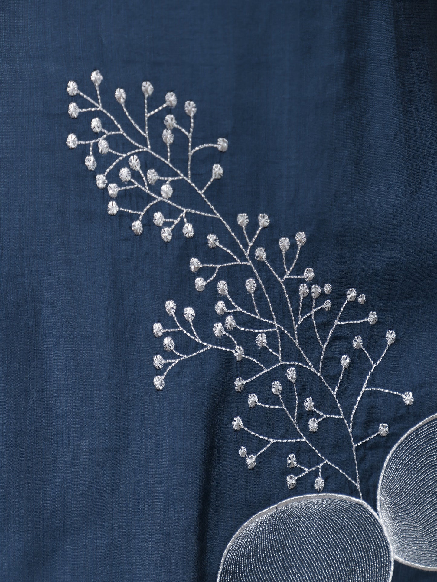 Embroidered Vertigan Solid Anarkali Navy Blue Kurta