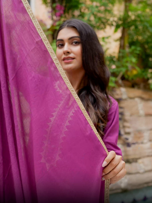 Cotton Voile Solid Purple Dupatta