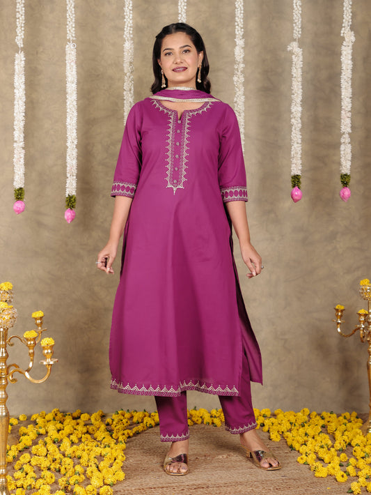 Cotton Voile Solid Purple Dupatta
