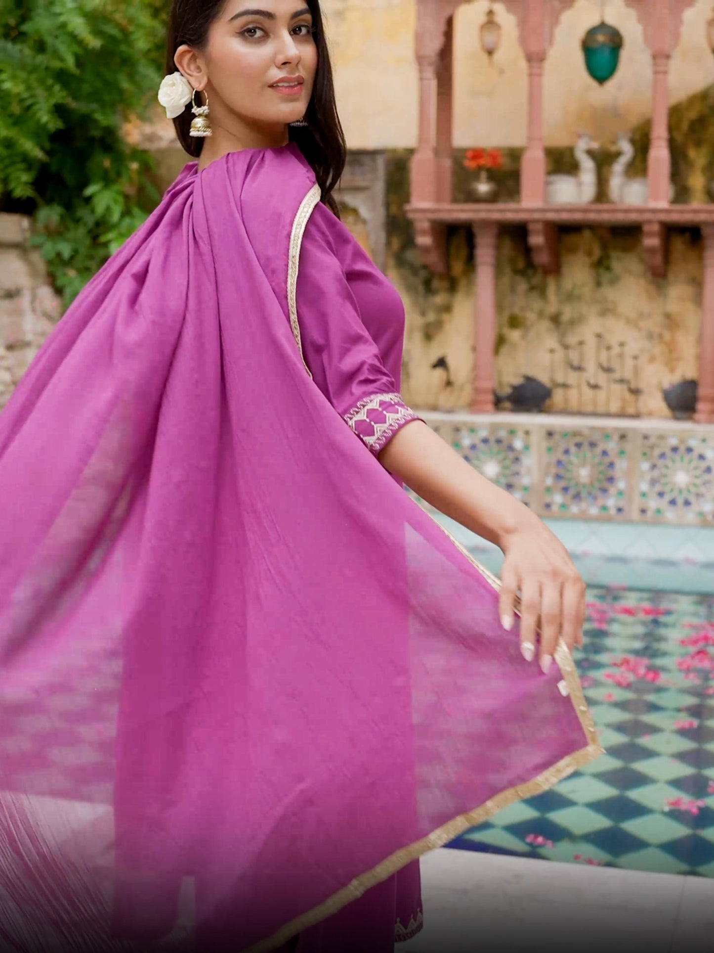 Cotton Voile Solid Purple Dupatta