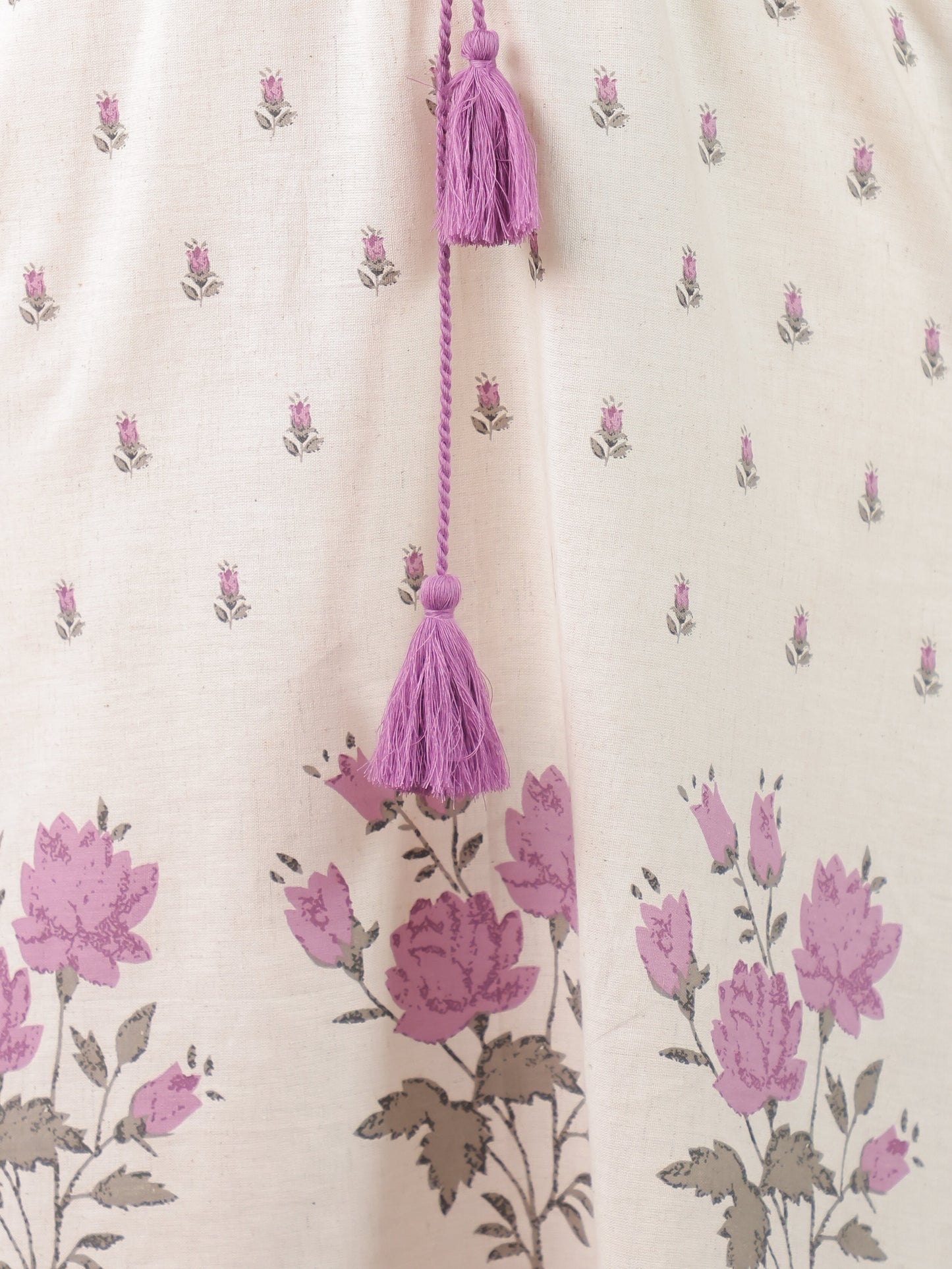 Linen Cotton Placement Print Kaftan Off White Kurta