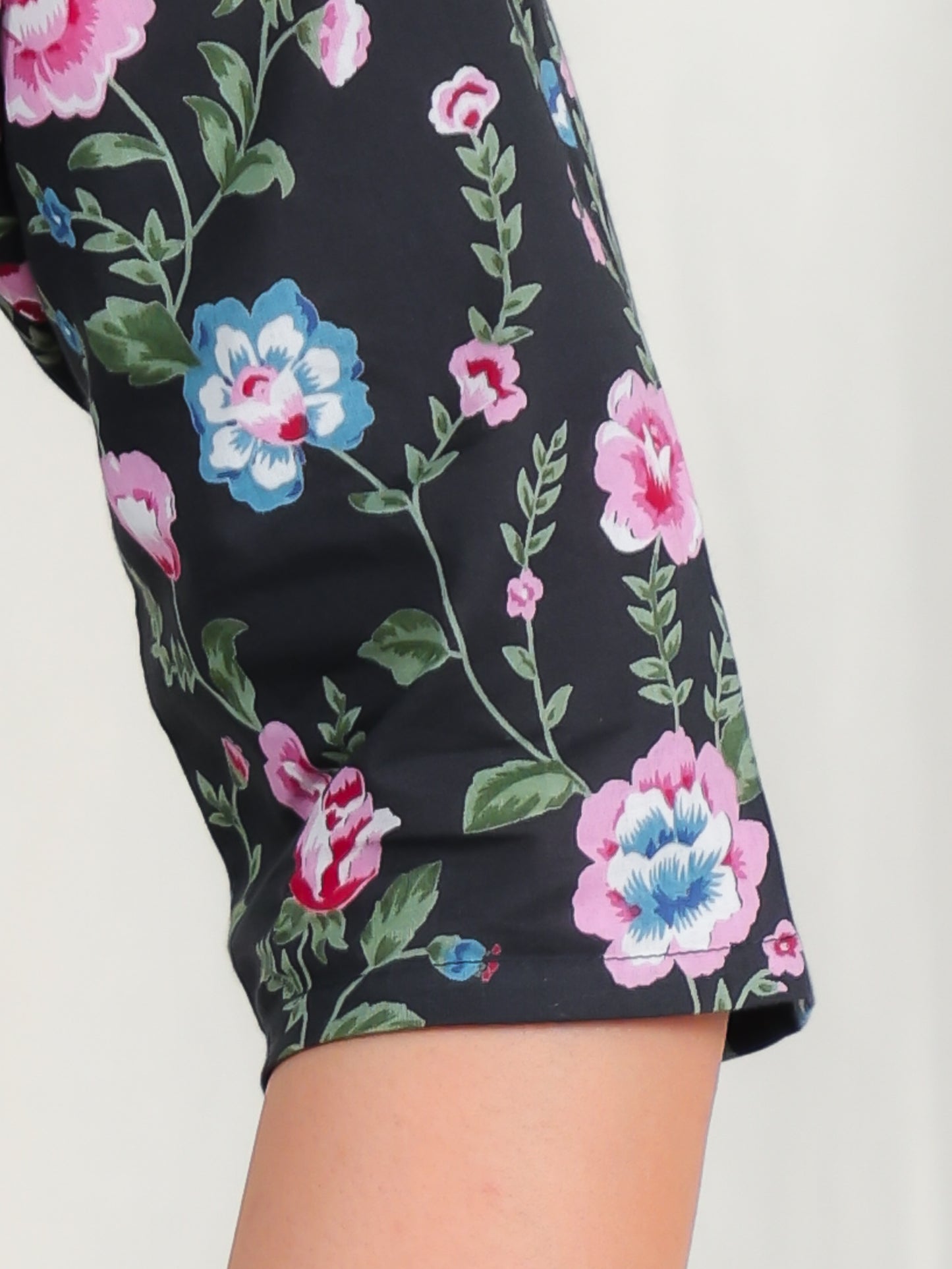 Soft Cotton Floral A-line Black Dress