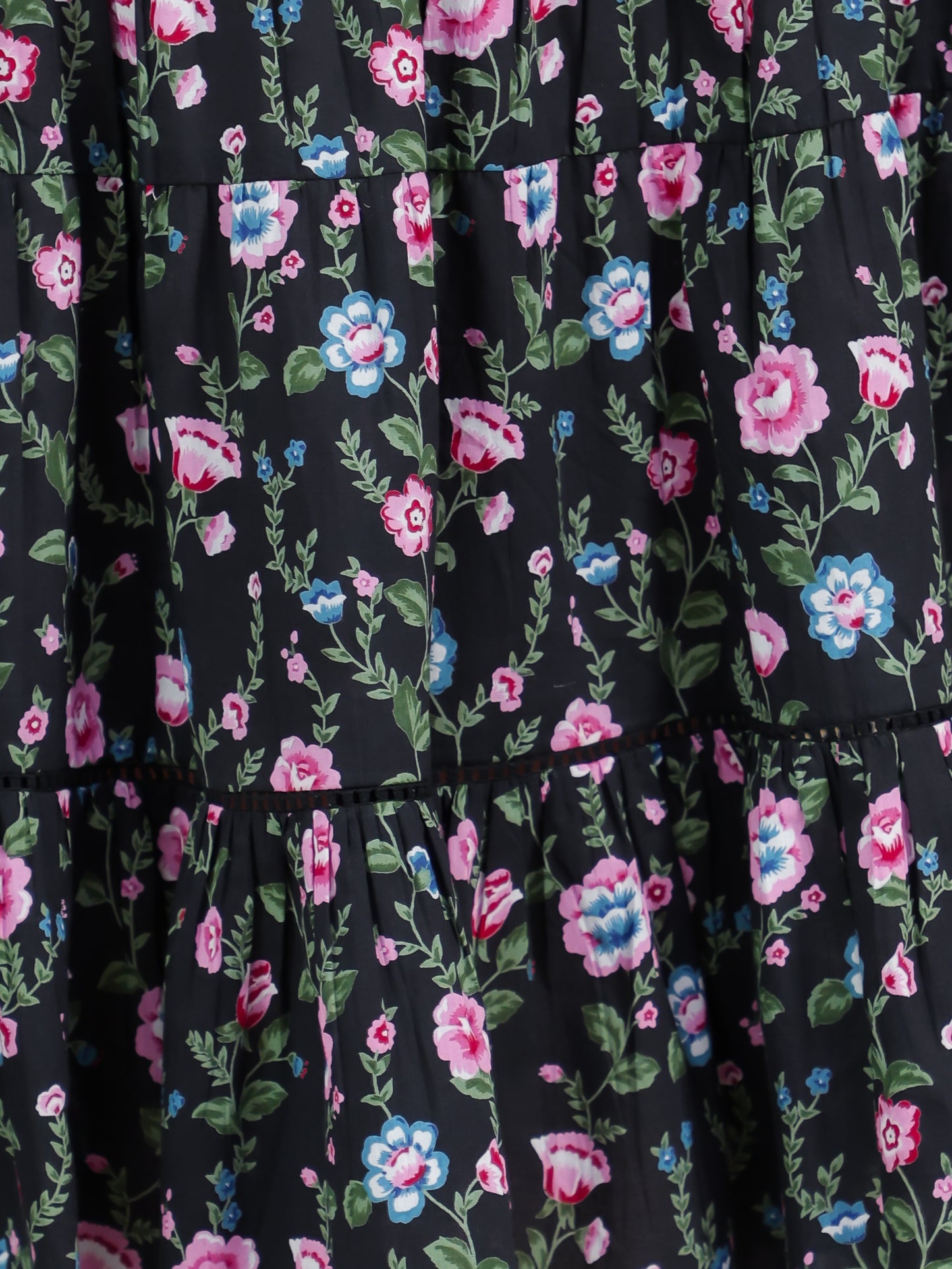 Soft Cotton Floral A-line Black Dress