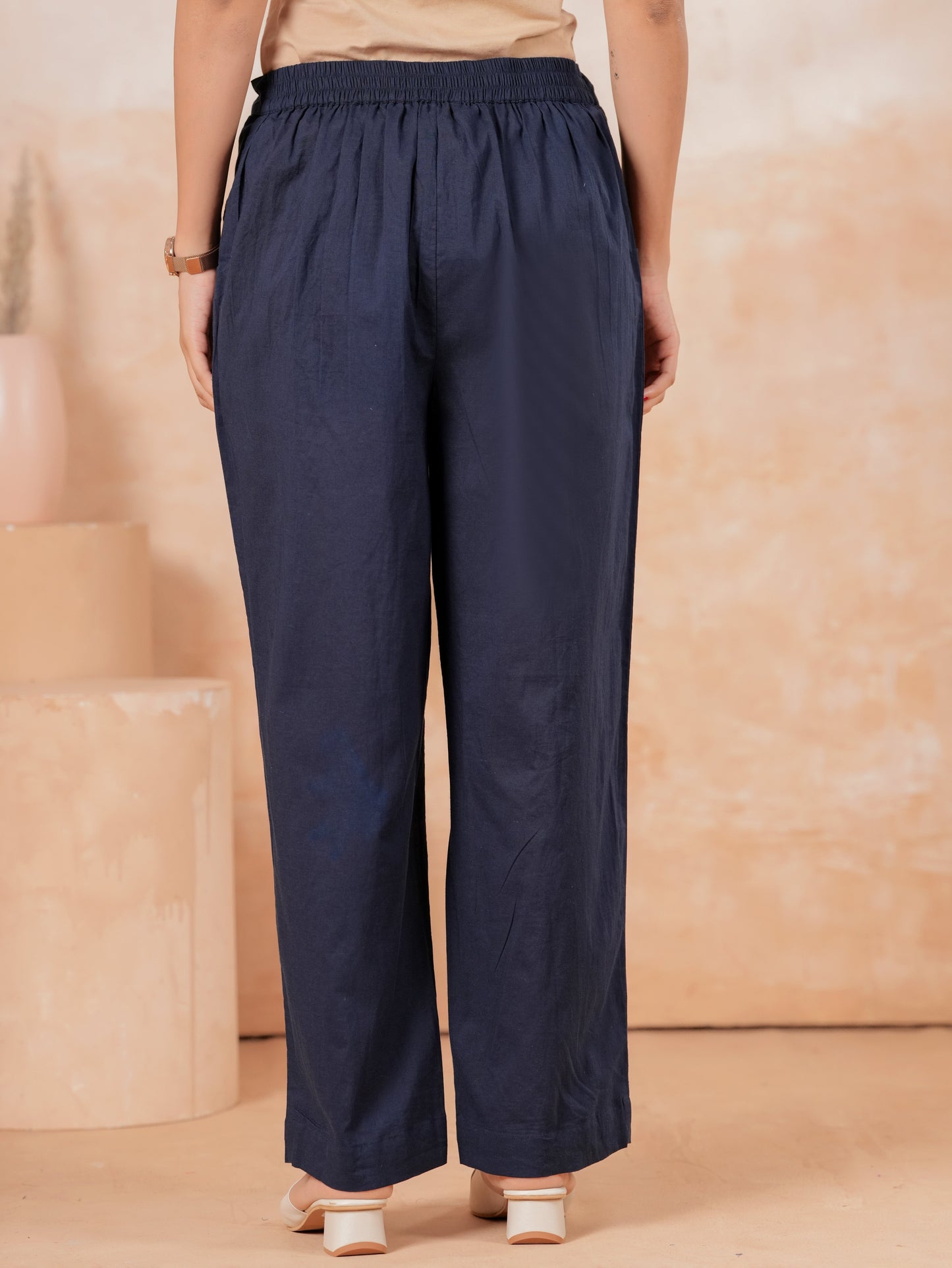 Embroidered Soft Cotton Solid Straight Blue Kurta