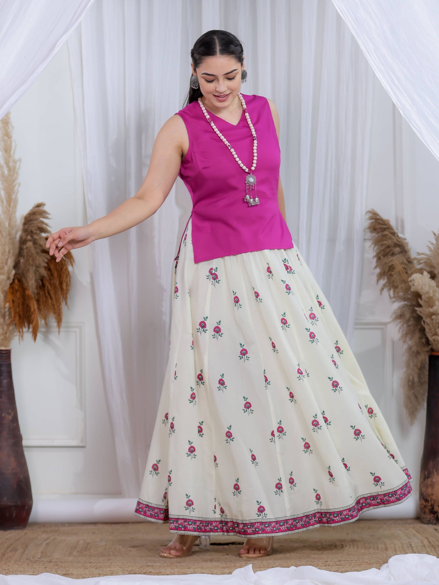 Viscose Solid Straight Pink Kurta