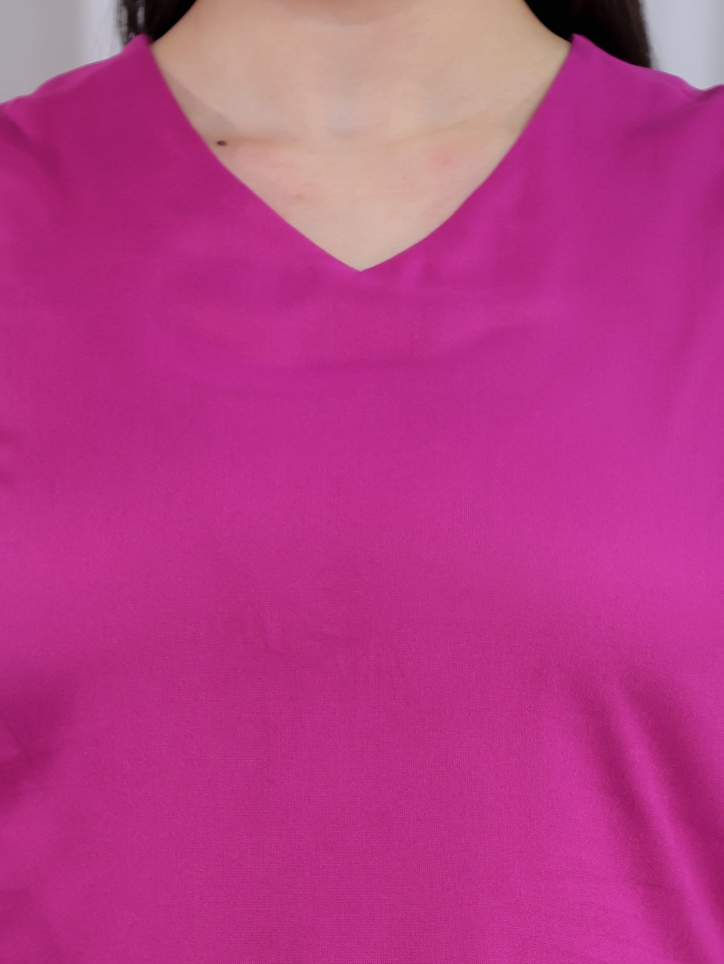 Viscose Solid Straight Pink Kurta