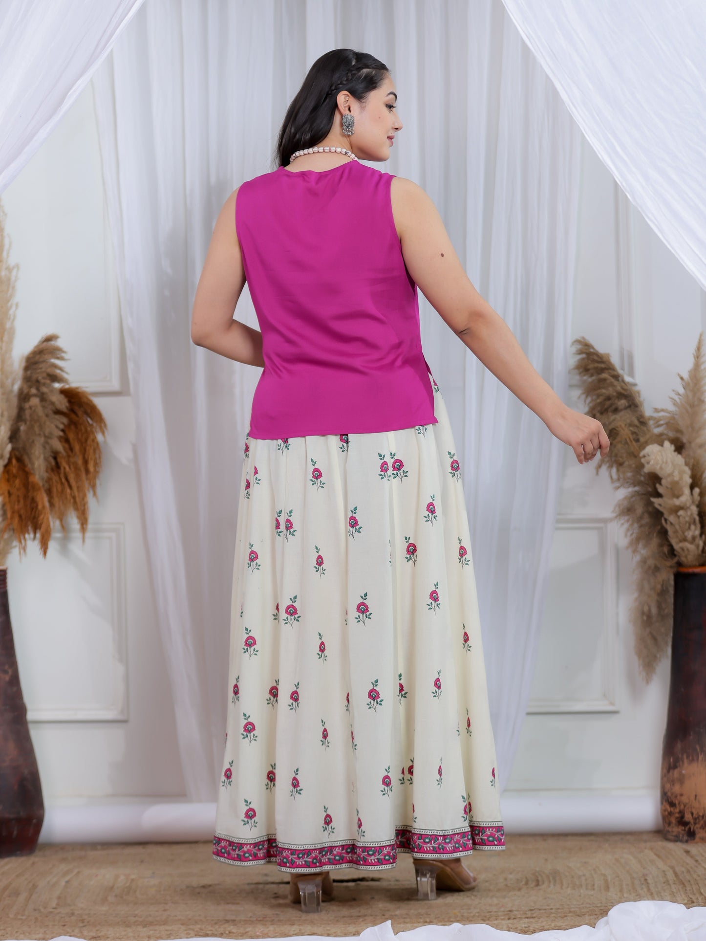 Viscose Solid Straight Pink Kurta