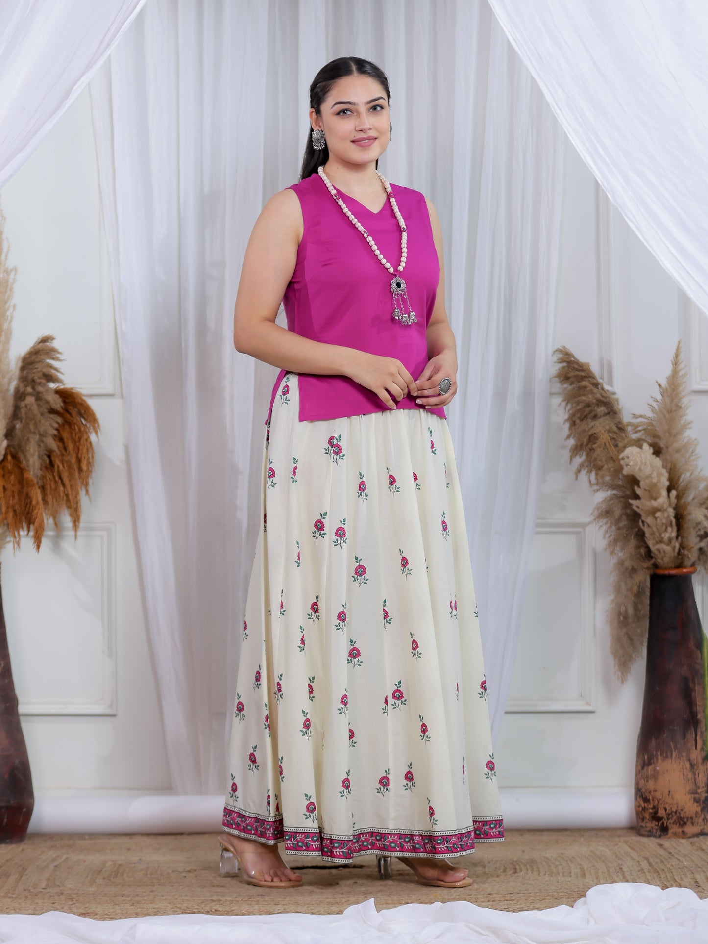 Viscose Solid Straight Pink Kurta