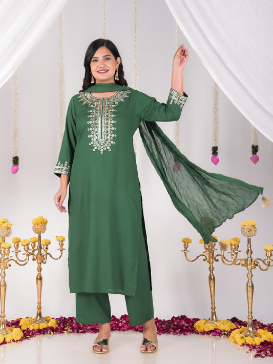 Cotton Voile Solid Green Dupatta