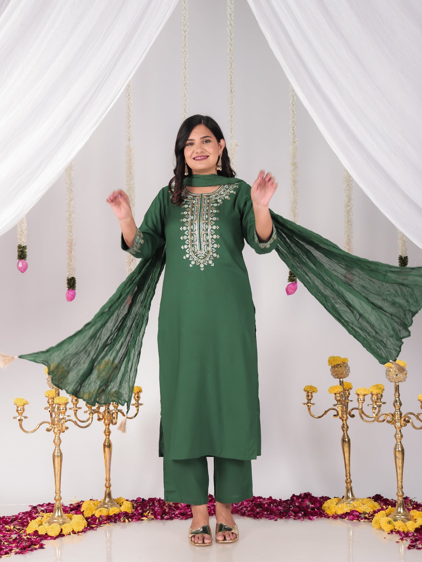 Cotton Voile Solid Green Dupatta