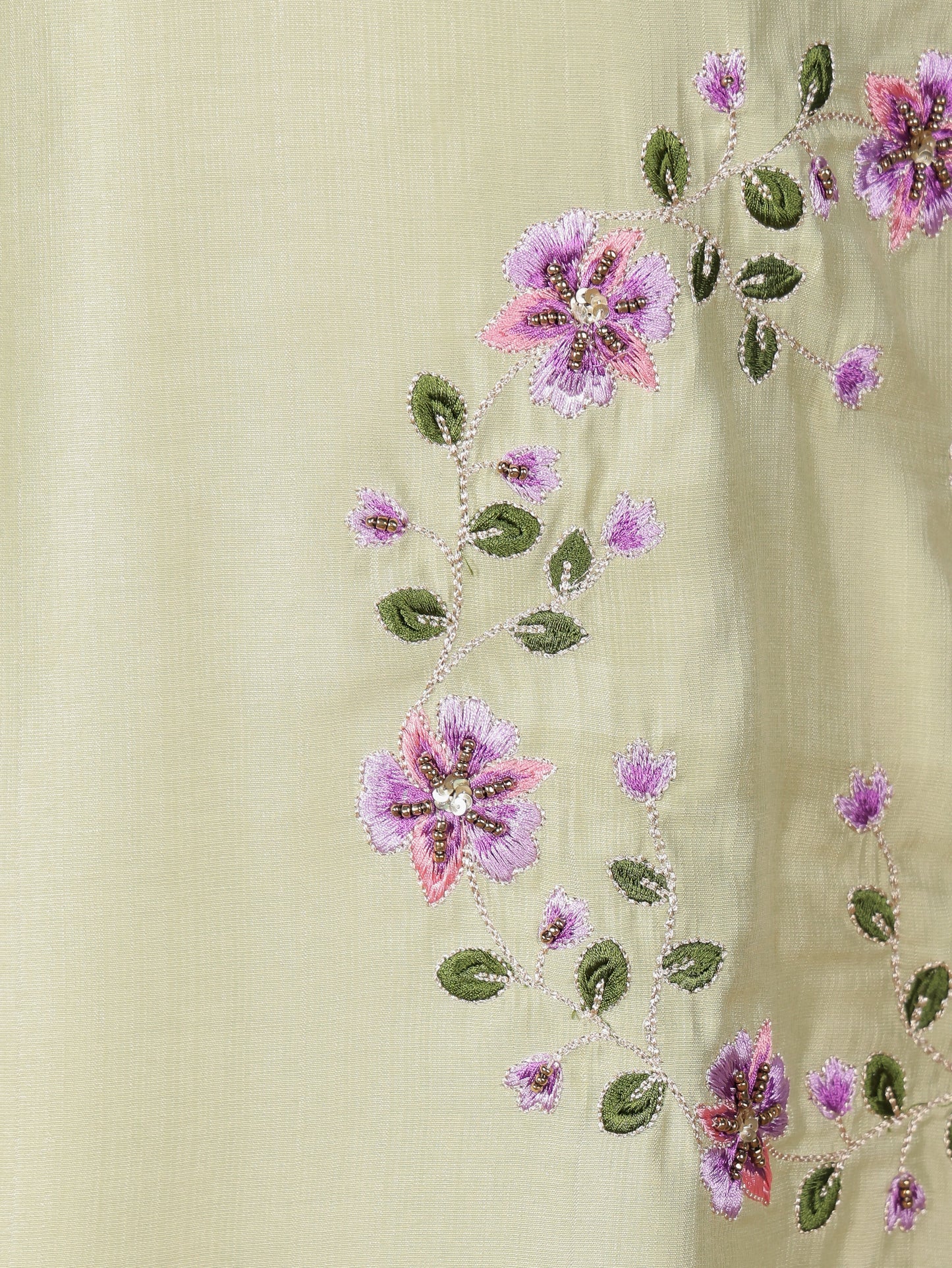 Embroidered Vertigan Solid Pathani Green Kurta