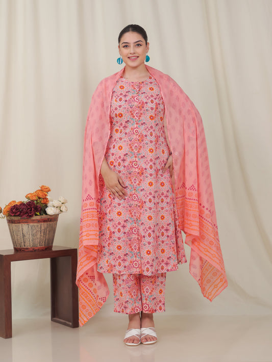 Cotton Voile Butti Peach Dupatta