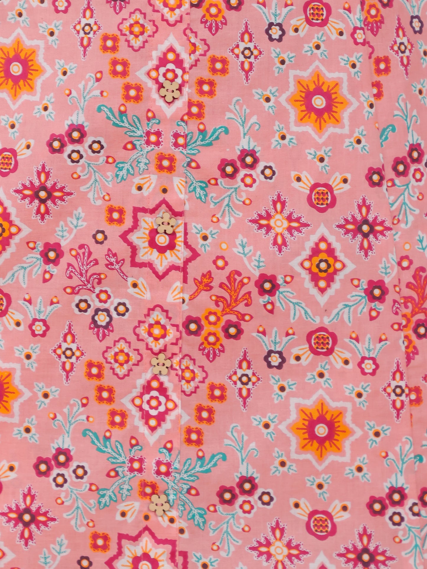 Soft Cotton Geometric A-line Peach Kurta
