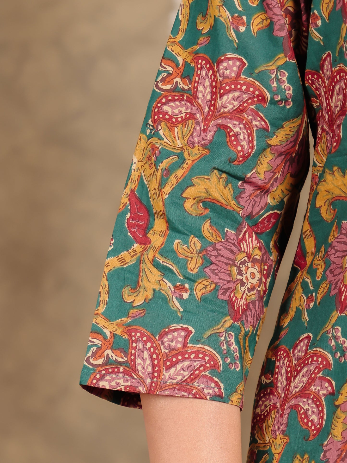 Embroidered Soft Cotton Floral Straight Green Kurta