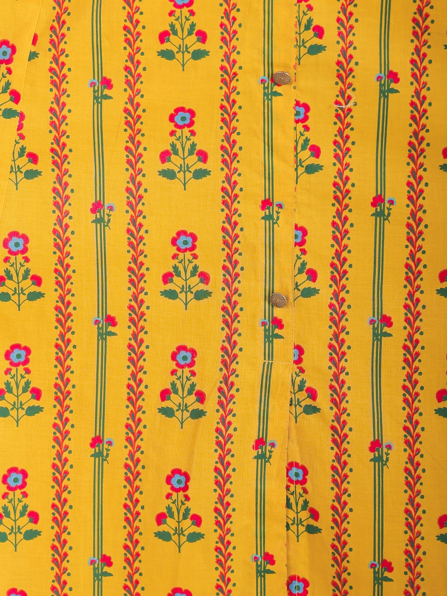 Soft Cotton Floral Flared Yellow Kurta
