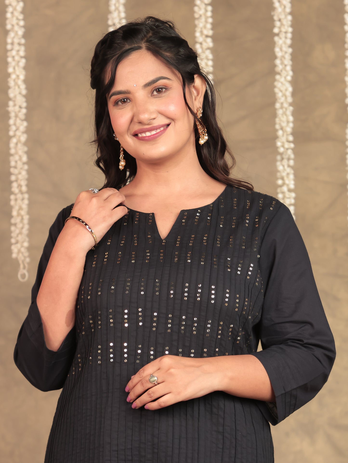 Embroidered Soft Cotton Solid Straight Blue Kurta