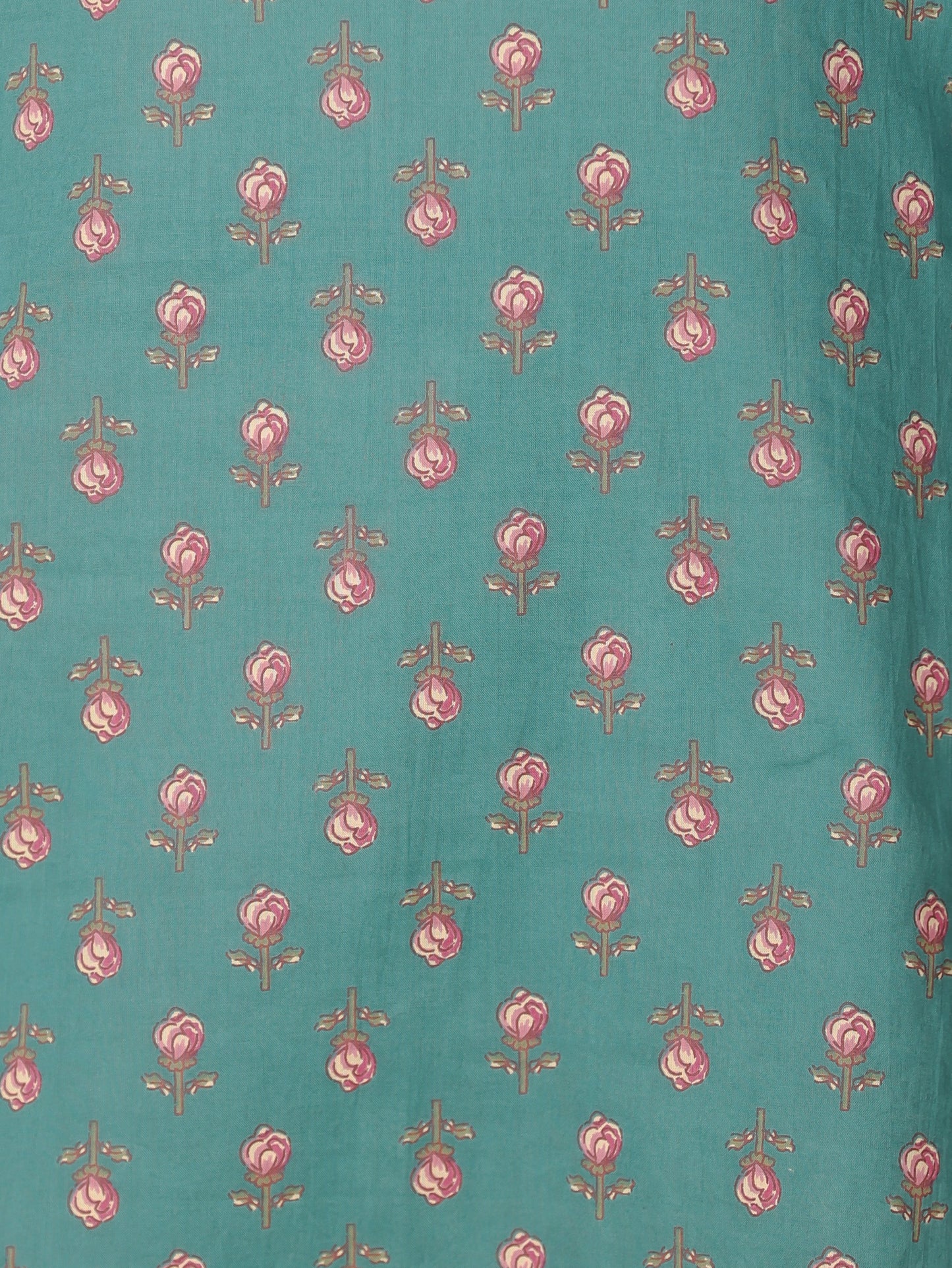 Soft Cotton Floral Straight Green Kurti