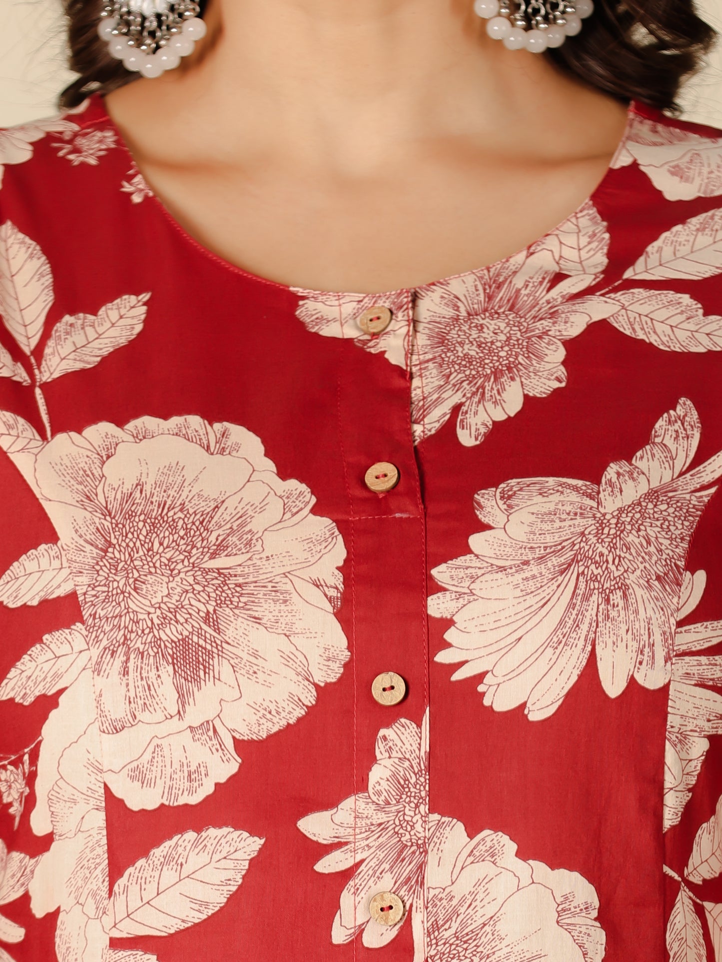 Soft Cotton Floral A-line Brown Kurta