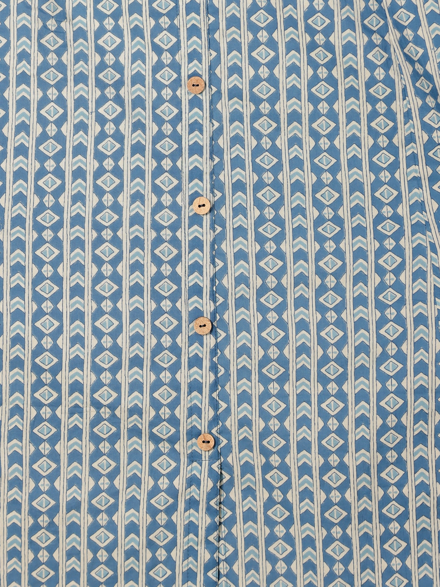 Soft Cotton Geometric A-line Blue Kurta