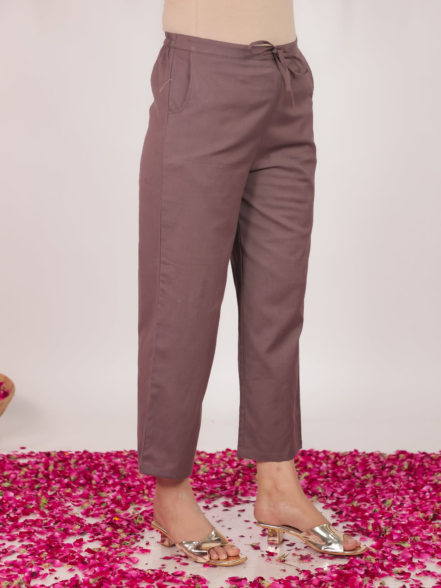 Natural Cotton Solid Straight Brown Kurta