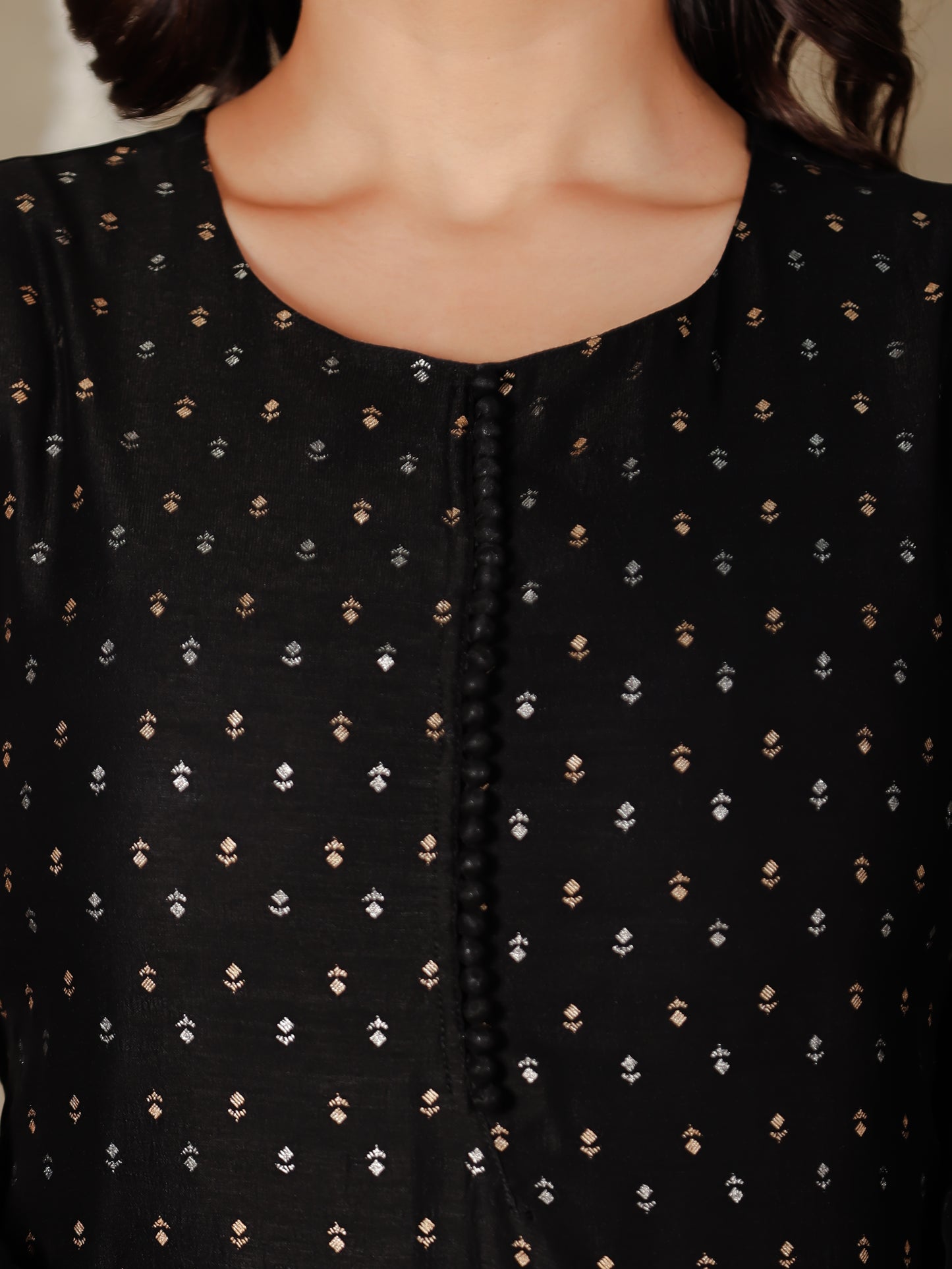 Chanderi Solid Straight Black Kurta