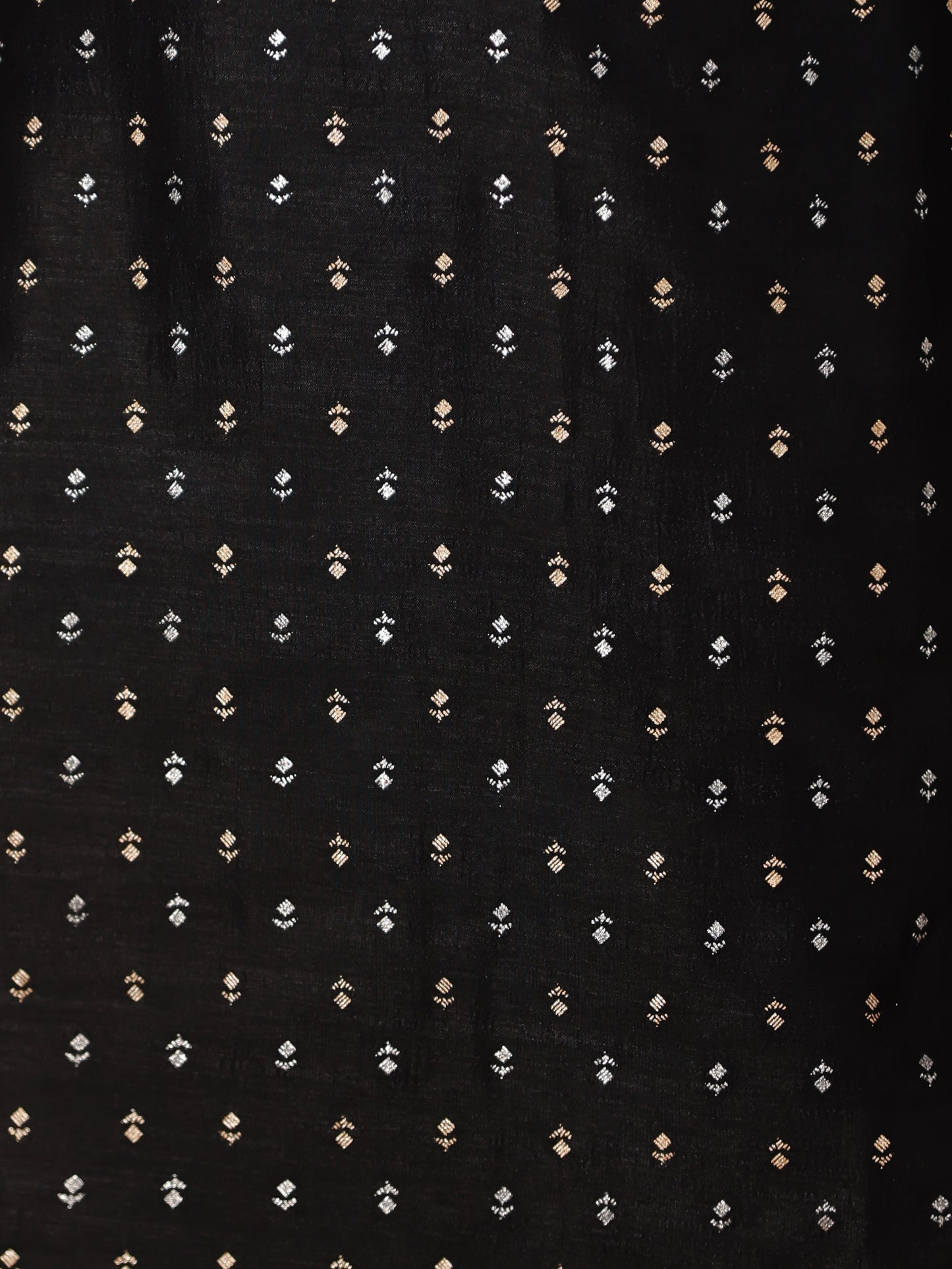 Chanderi Solid Straight Black Kurta