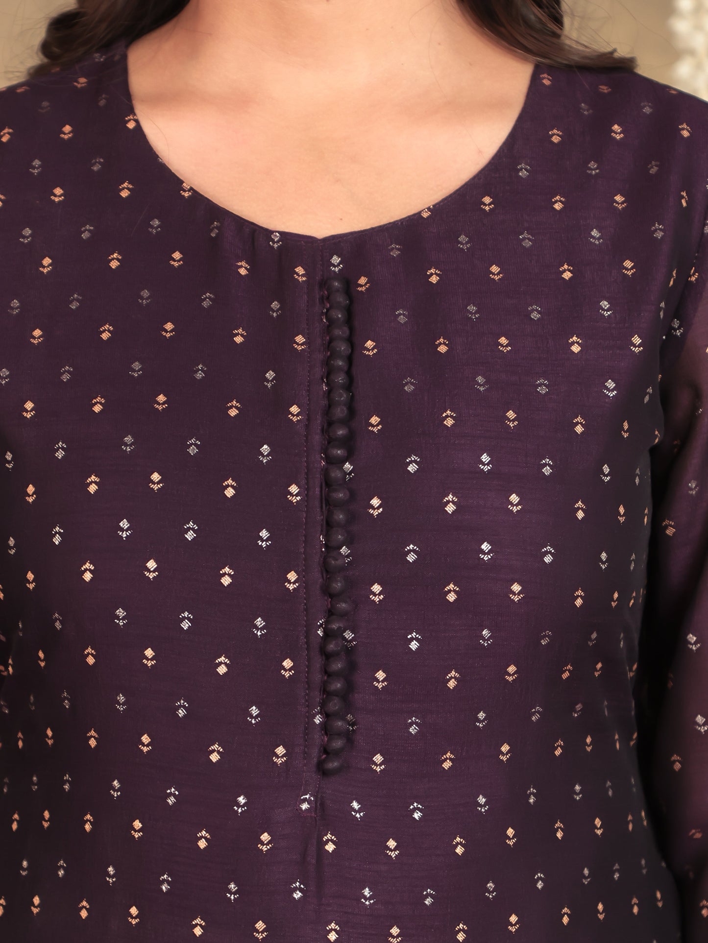 Chanderi Solid Straight Purple Kurta