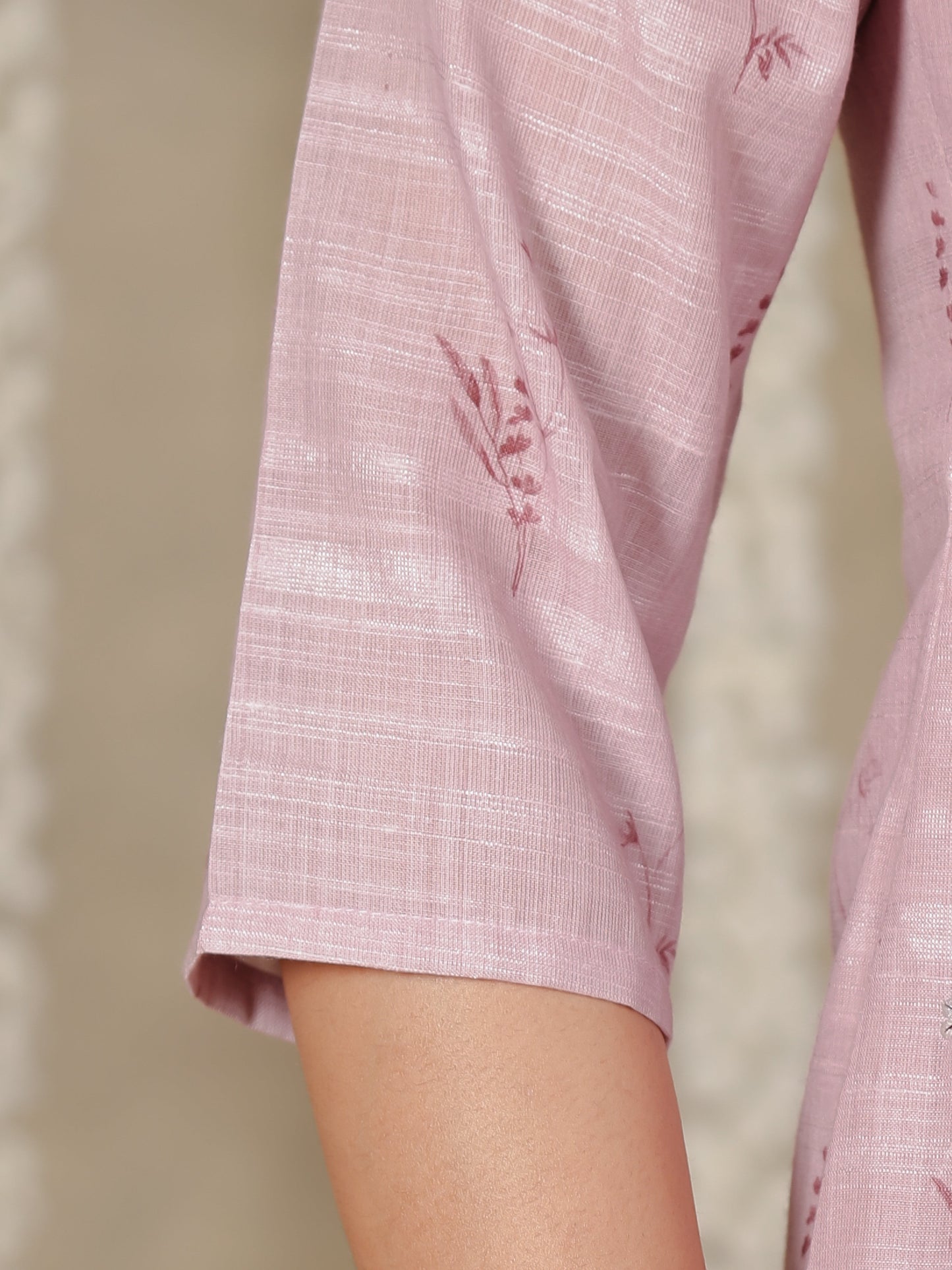 Chanderi Floral Panelled Pink Kurta