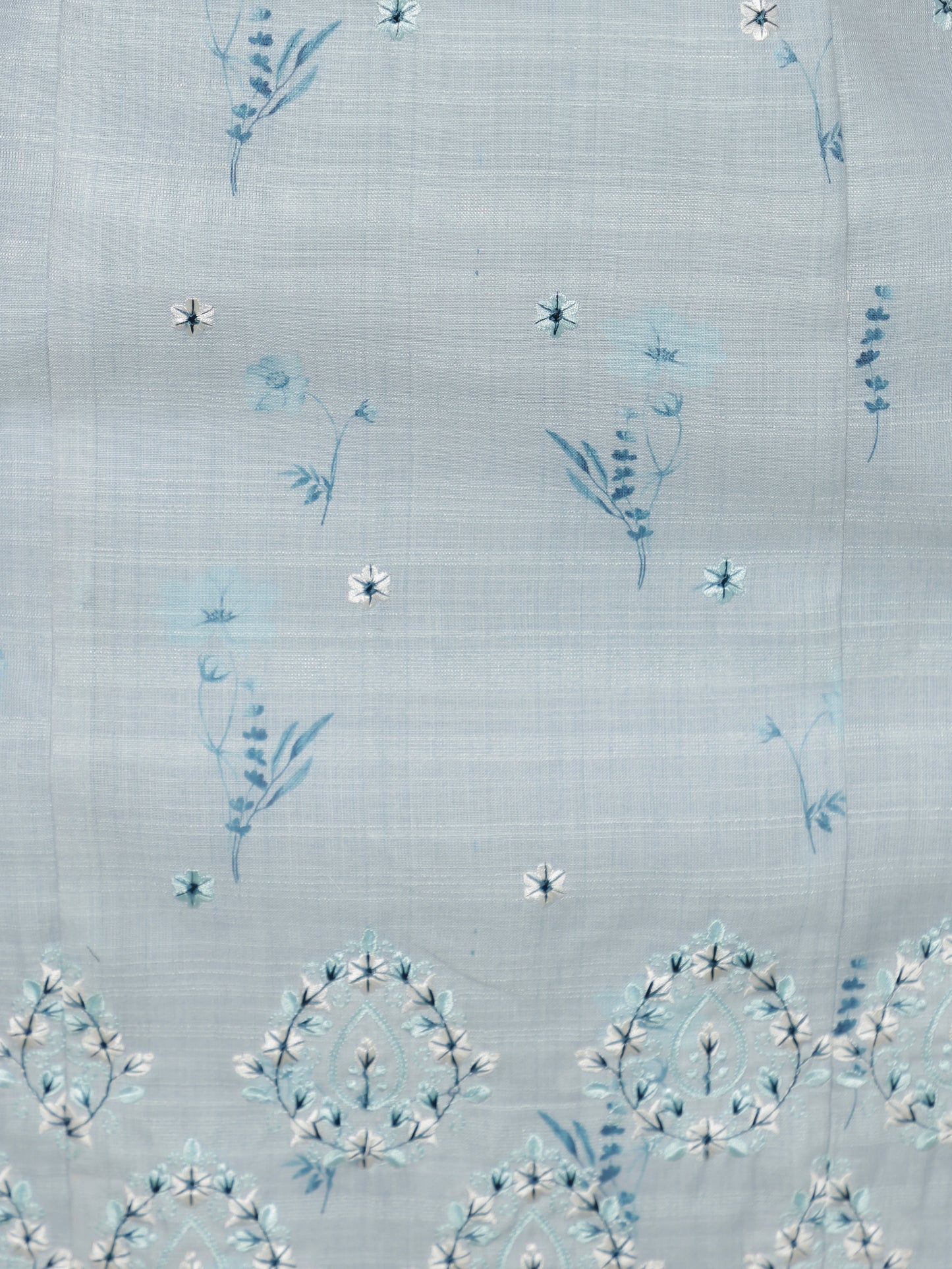 Chanderi Floral Panelled Sky Blue Kurta