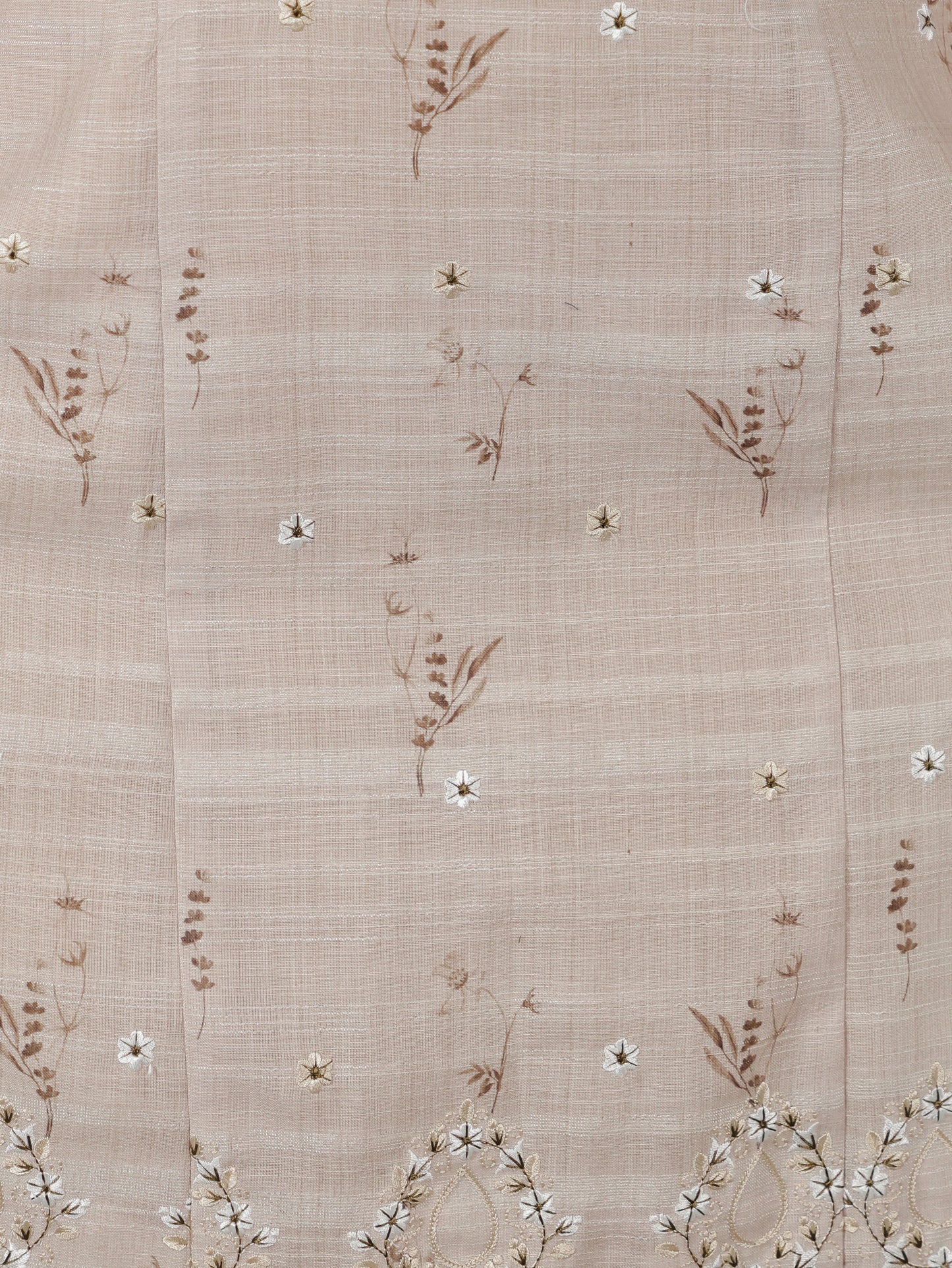 Chanderi Floral Panelled Beige Kurta