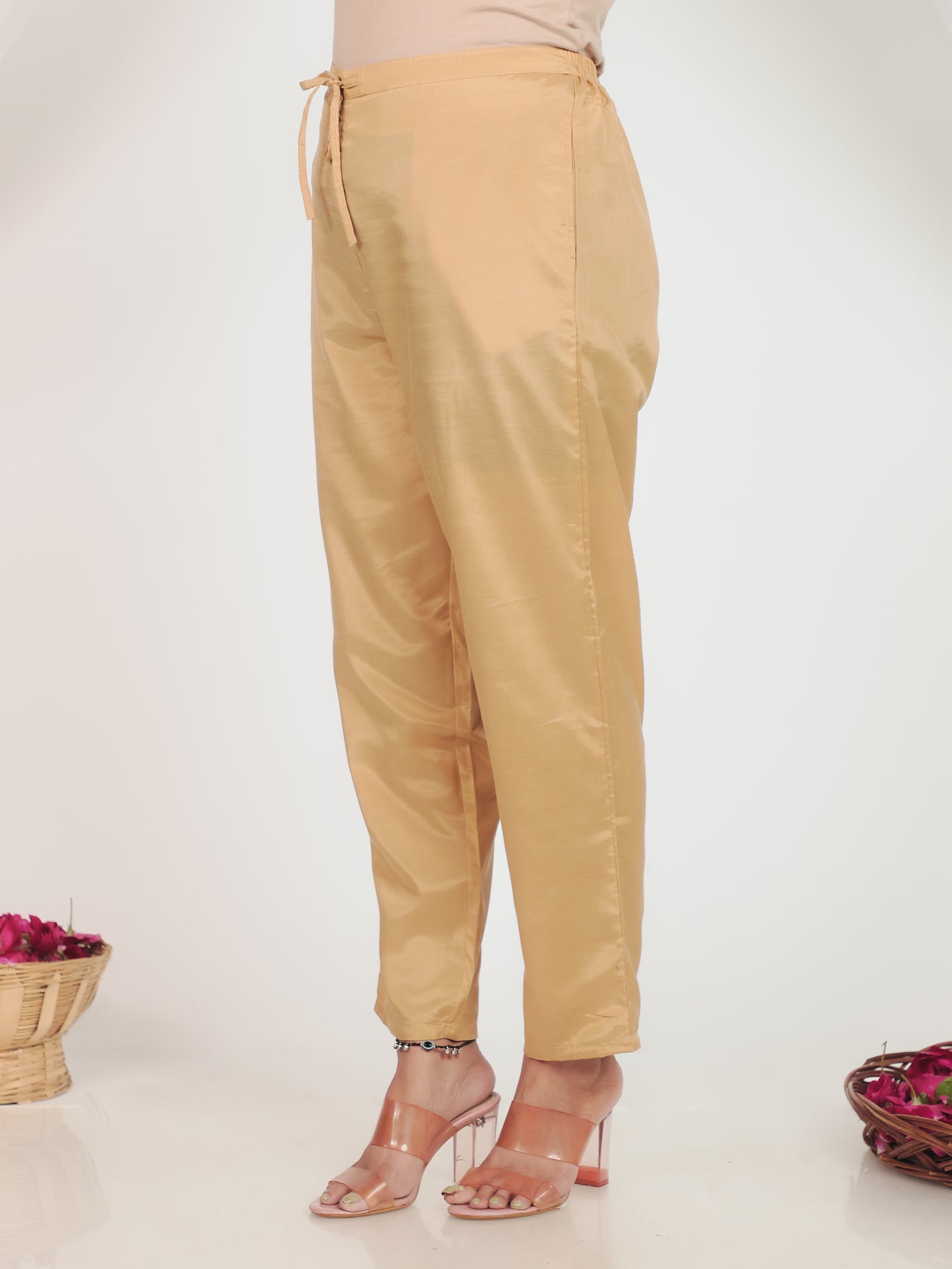 Chanderi Floral Straight Yellow Kurta