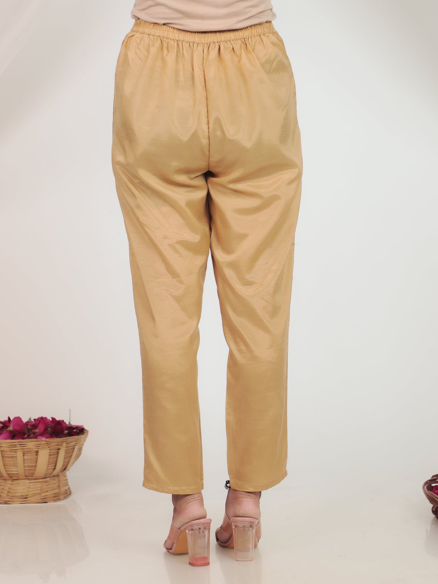Chanderi Floral Straight Beige Kurta
