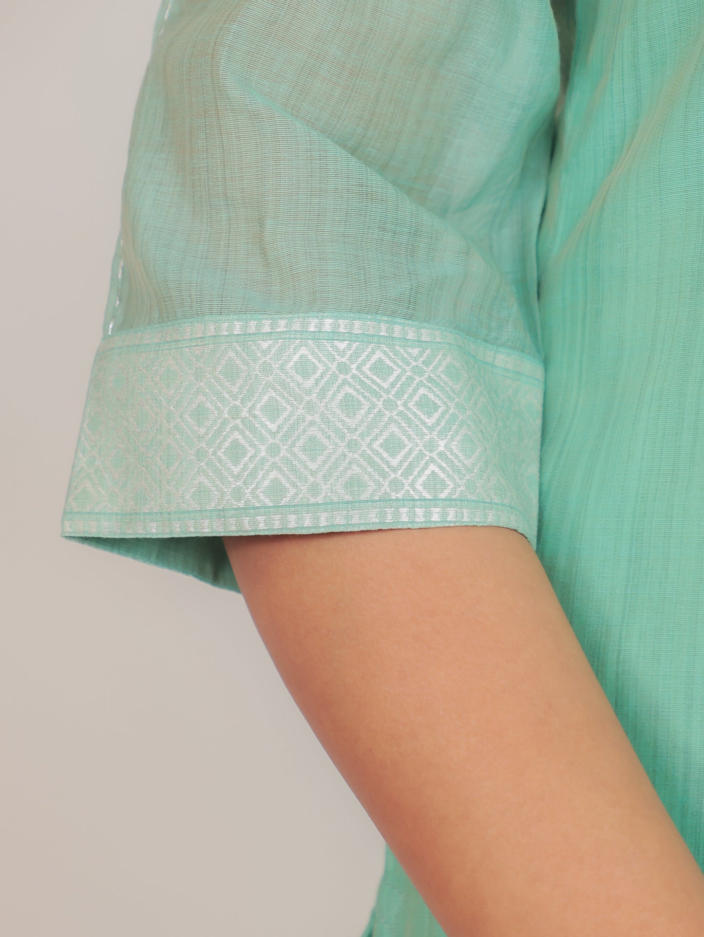 Embroidered Chanderi Floral Straight Green Kurta