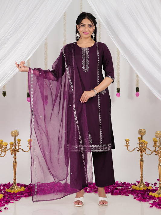 Embroidered Tissue Fabric Solid Dupatta