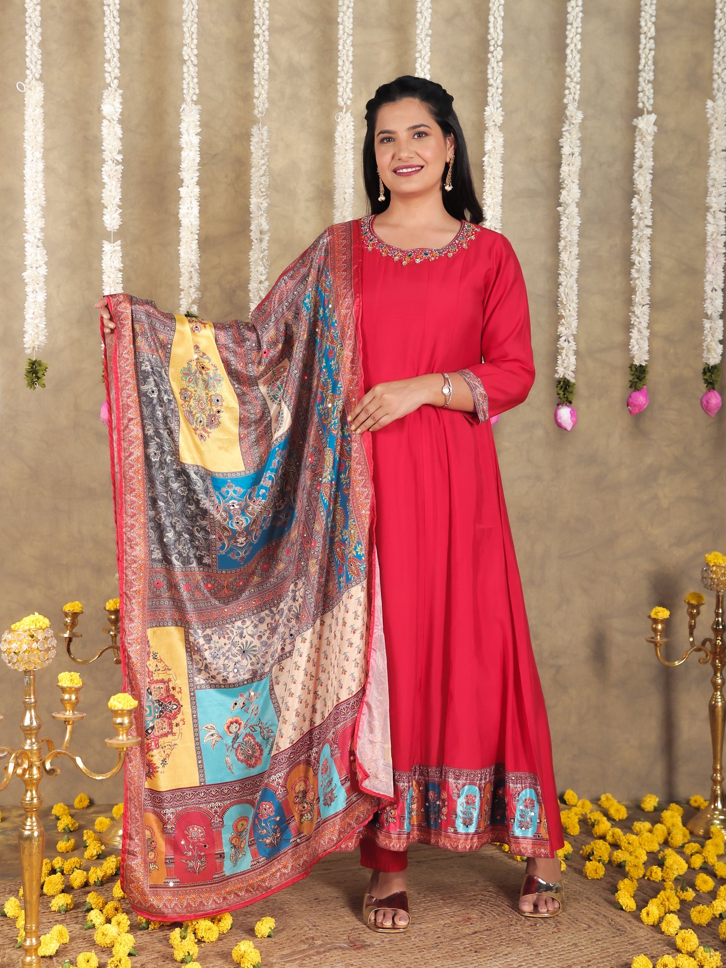 Muslin Digital Multicolor Dupatta