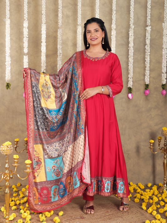 Muslin Digital Multicolor Dupatta