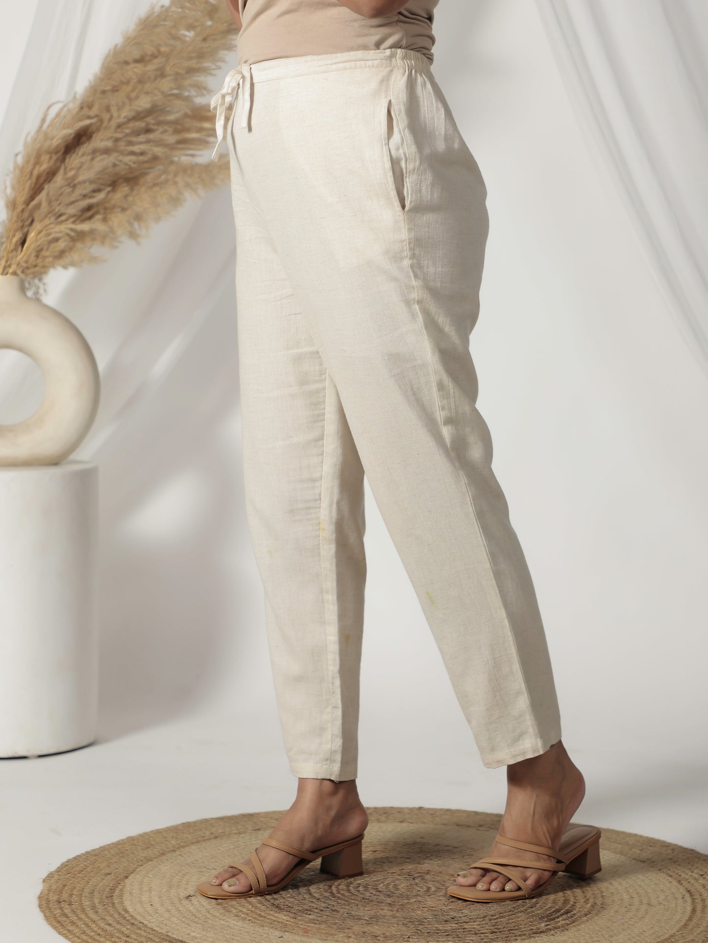 Soft Cotton Chevron A-line Cream Kurta