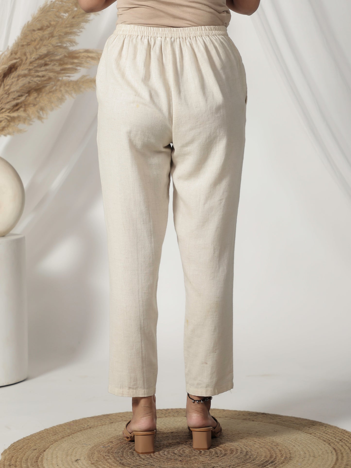 Soft Cotton Chevron A-line Cream Kurta