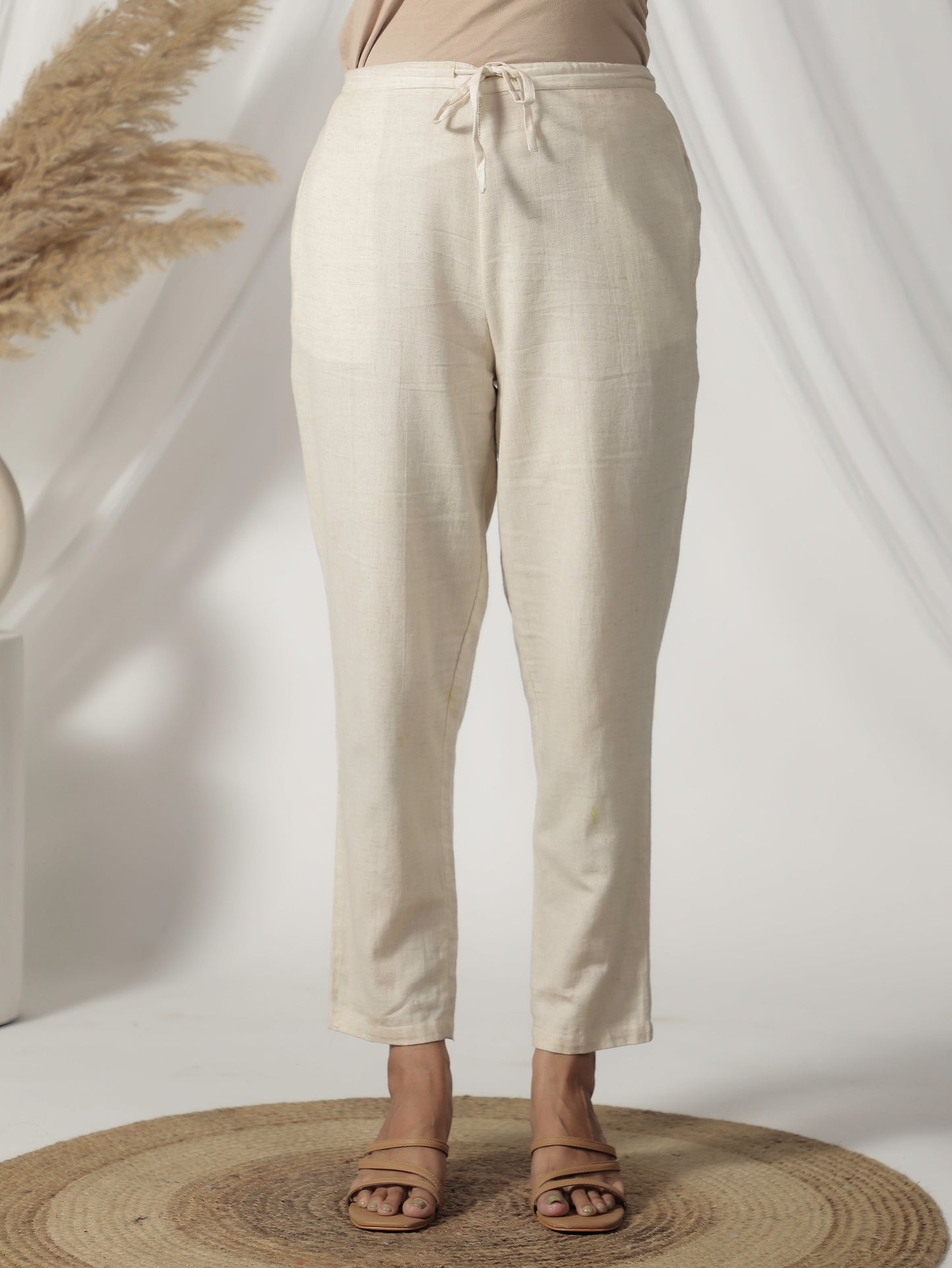 Soft Cotton Chevron A-line Cream Kurta