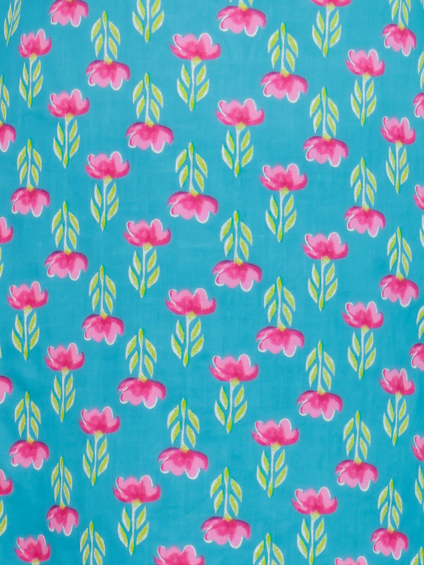 Soft Cotton Floral Straight Blue Kurti