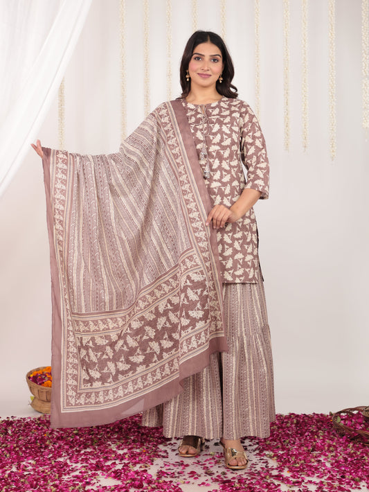 Voile Cotton Striped Brown Dupatta
