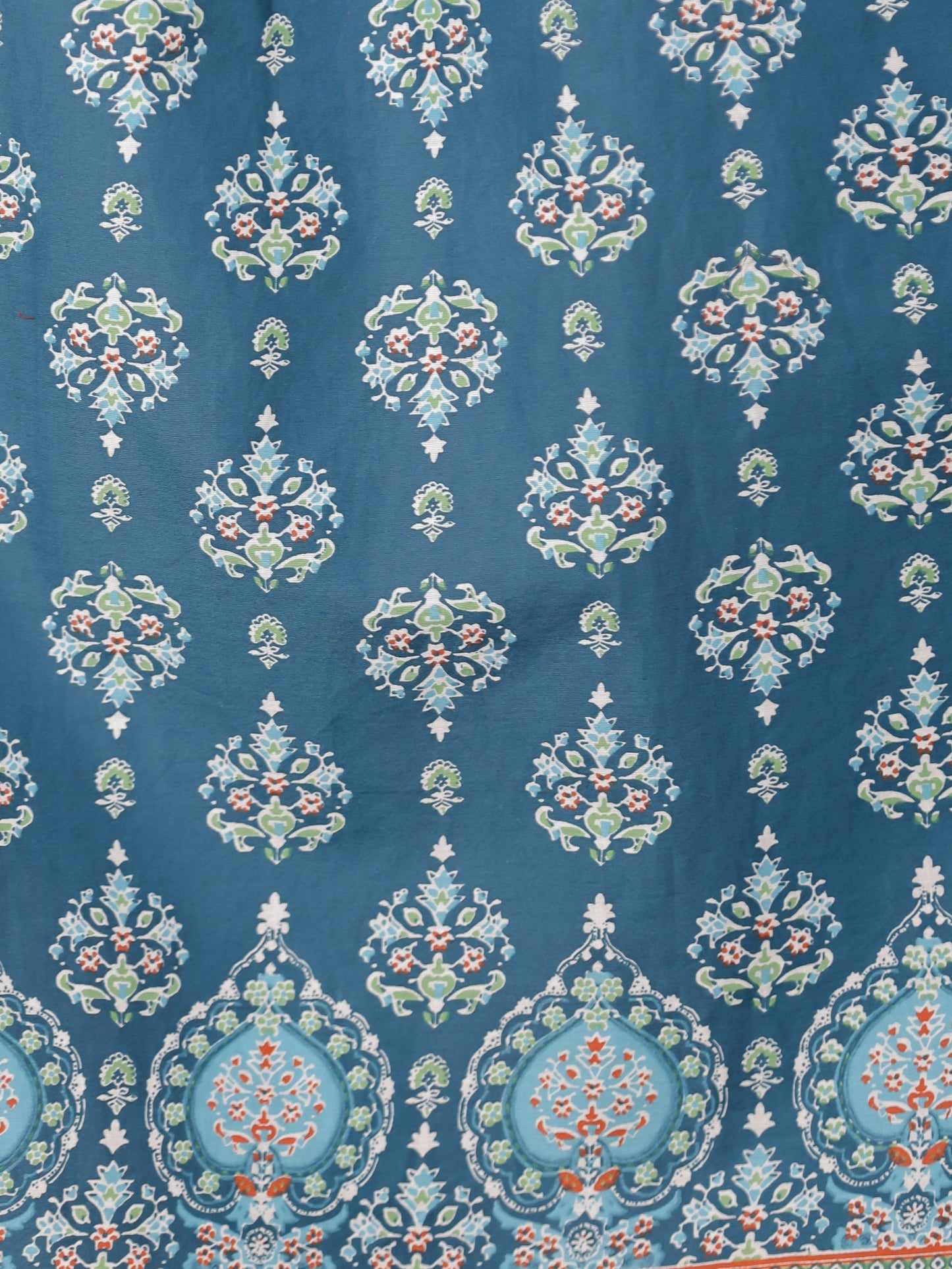 Soft Cotton Floral A-line Blue Kurta