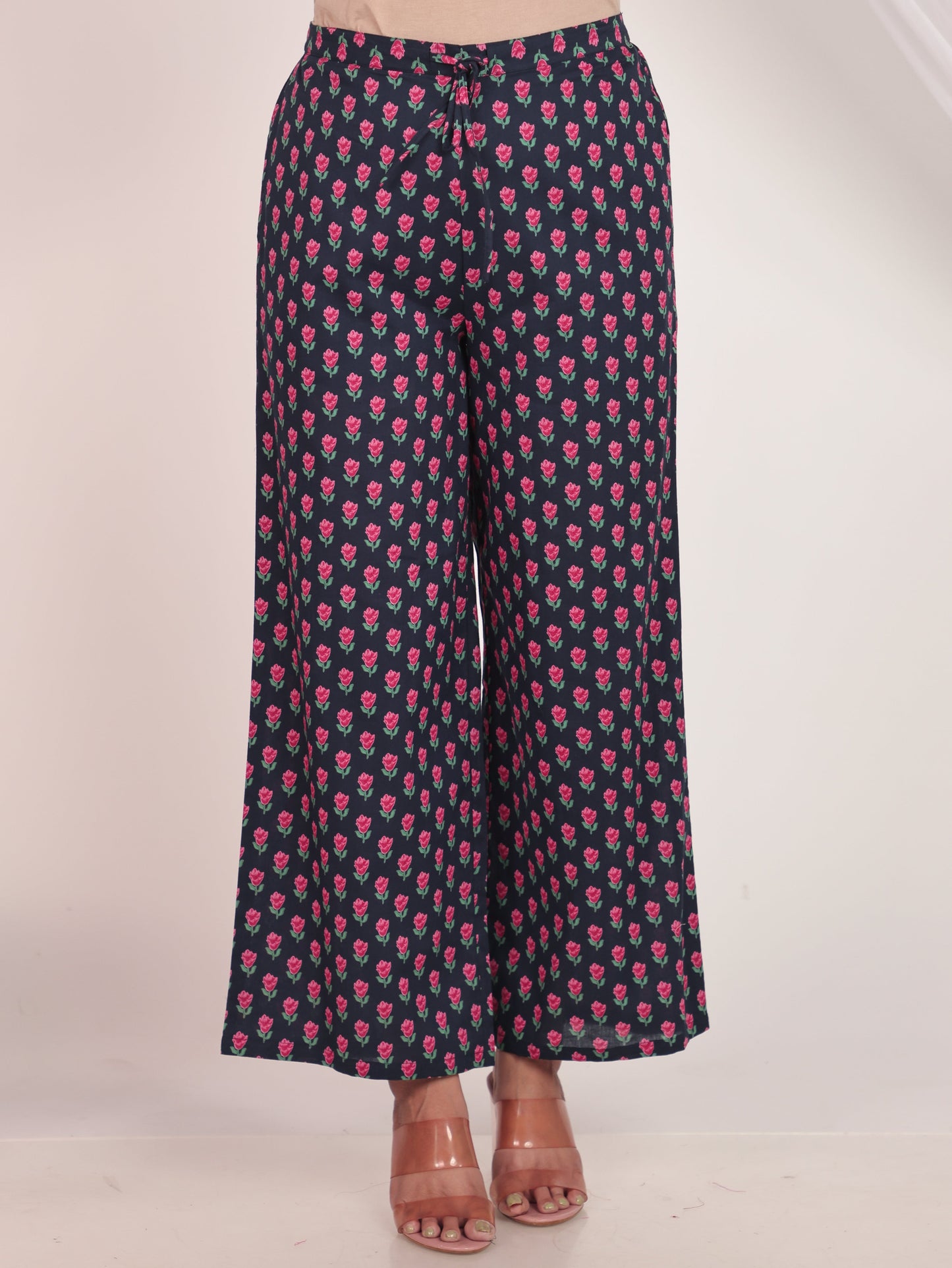 Soft Cotton Floral Blue Palazzo